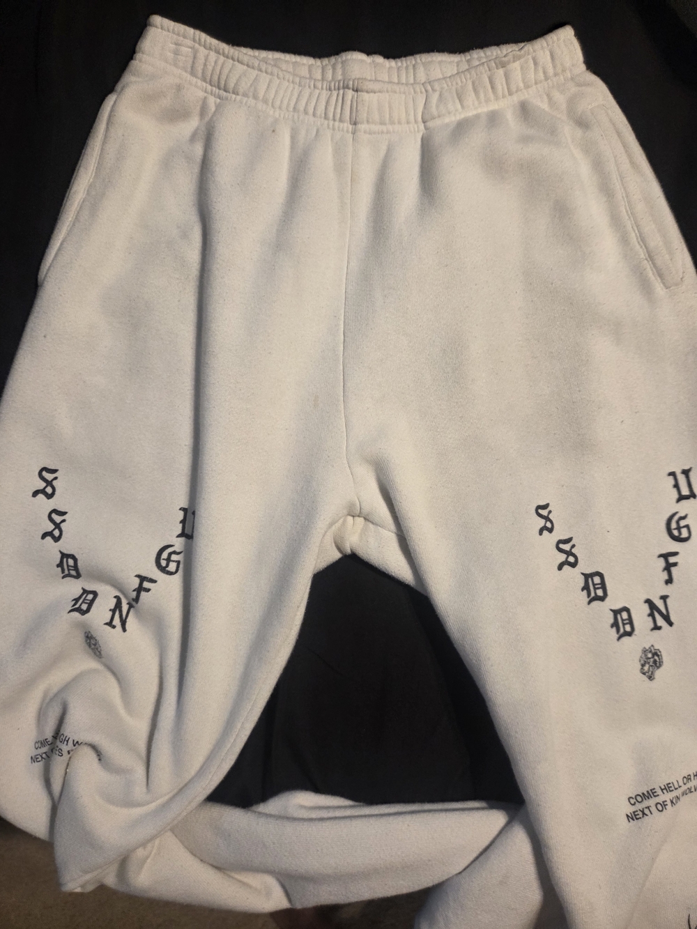 Darc Sport White Joggers with Black Flame Wolf Graphic - Picture 2 of 9